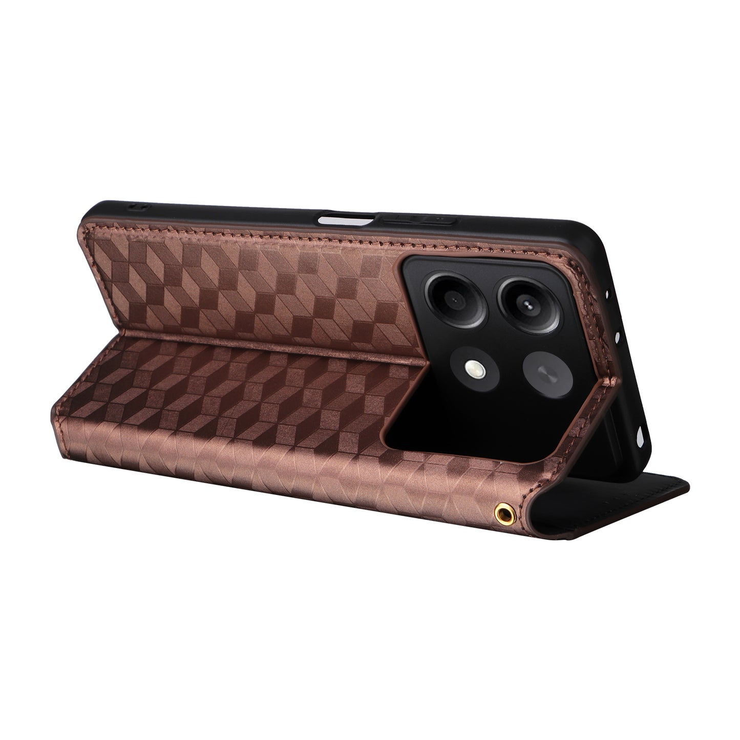 For Xiaomi Redmi Note 13R Pro 5G Cell Phone Case Stand Anti-Scratch Mobile Phone Cover - Brown