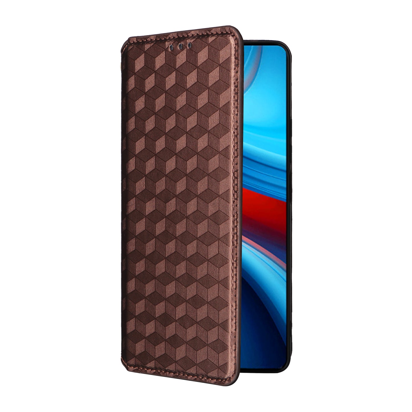 For Xiaomi Redmi Note 13R Pro 5G Cell Phone Case Stand Anti-Scratch Mobile Phone Cover - Brown