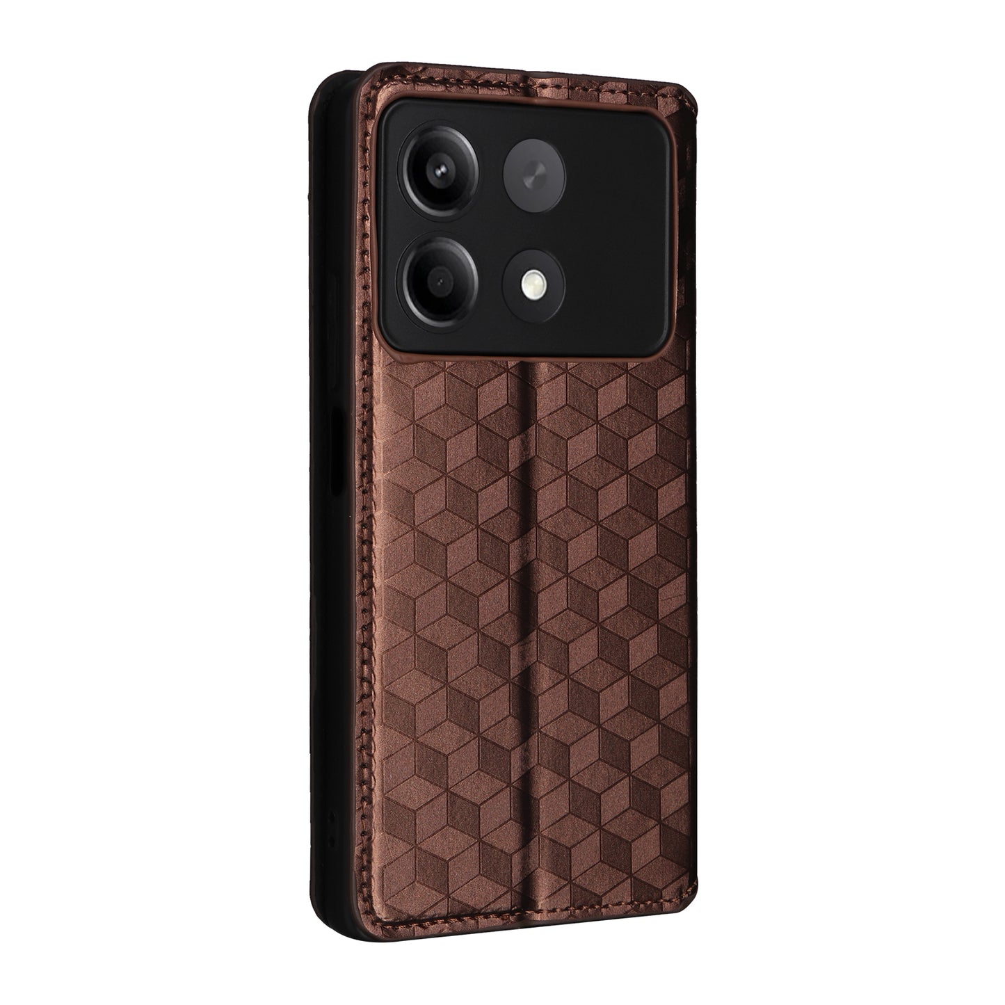 For Xiaomi Redmi Note 13R Pro 5G Cell Phone Case Stand Anti-Scratch Mobile Phone Cover - Brown