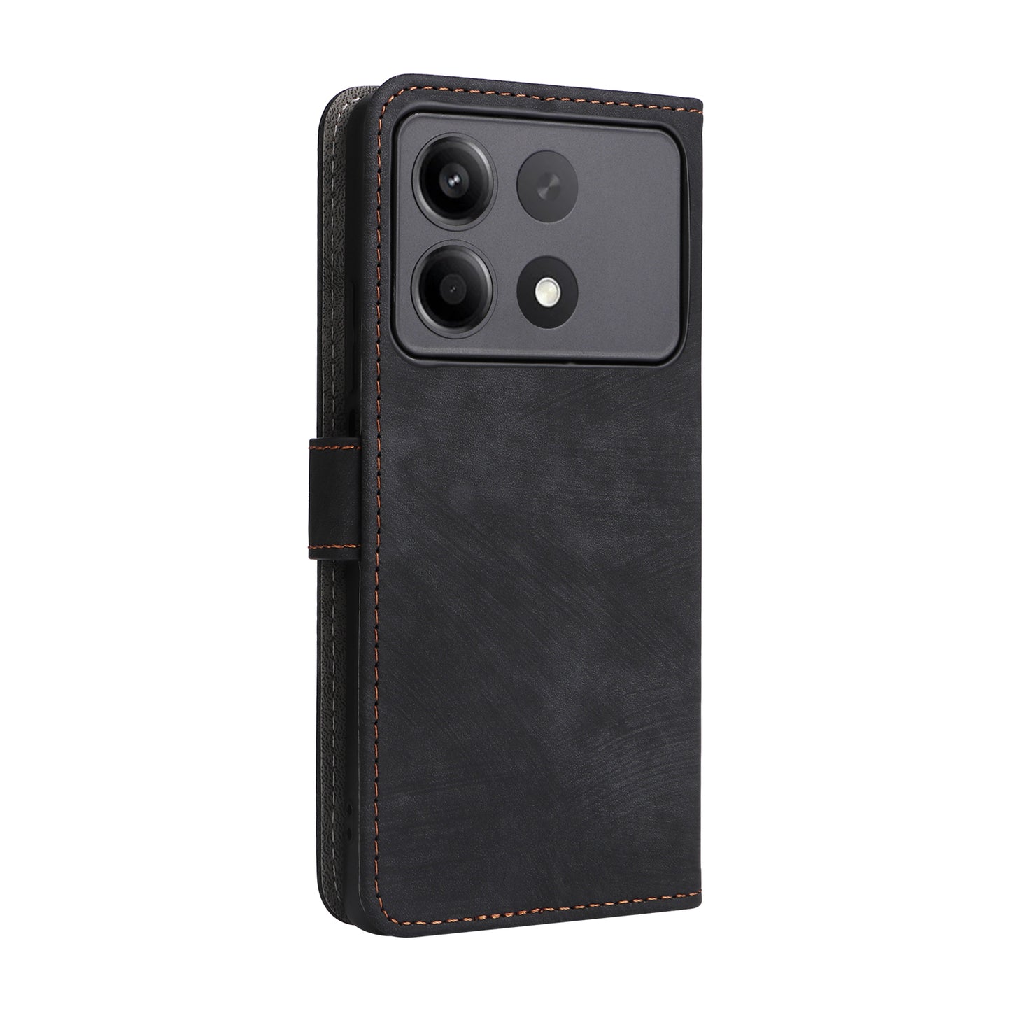 For Xiaomi Redmi Note 13R Pro 5G Case RFID Blocking Wallet PU Leather+TPU Phone Cover - Black
