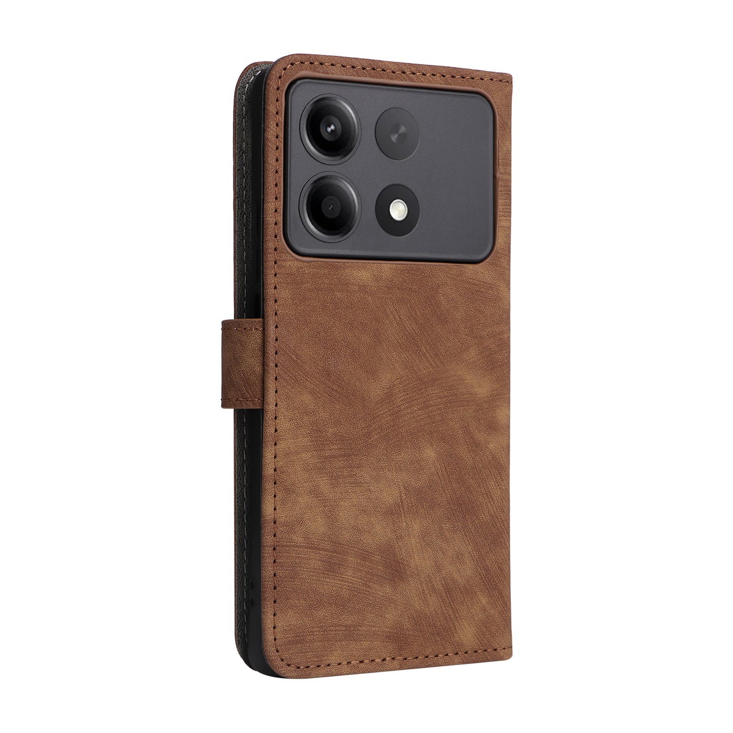 For Xiaomi Redmi Note 13R Pro 5G Case RFID Blocking Wallet PU Leather+TPU Phone Cover - Brown