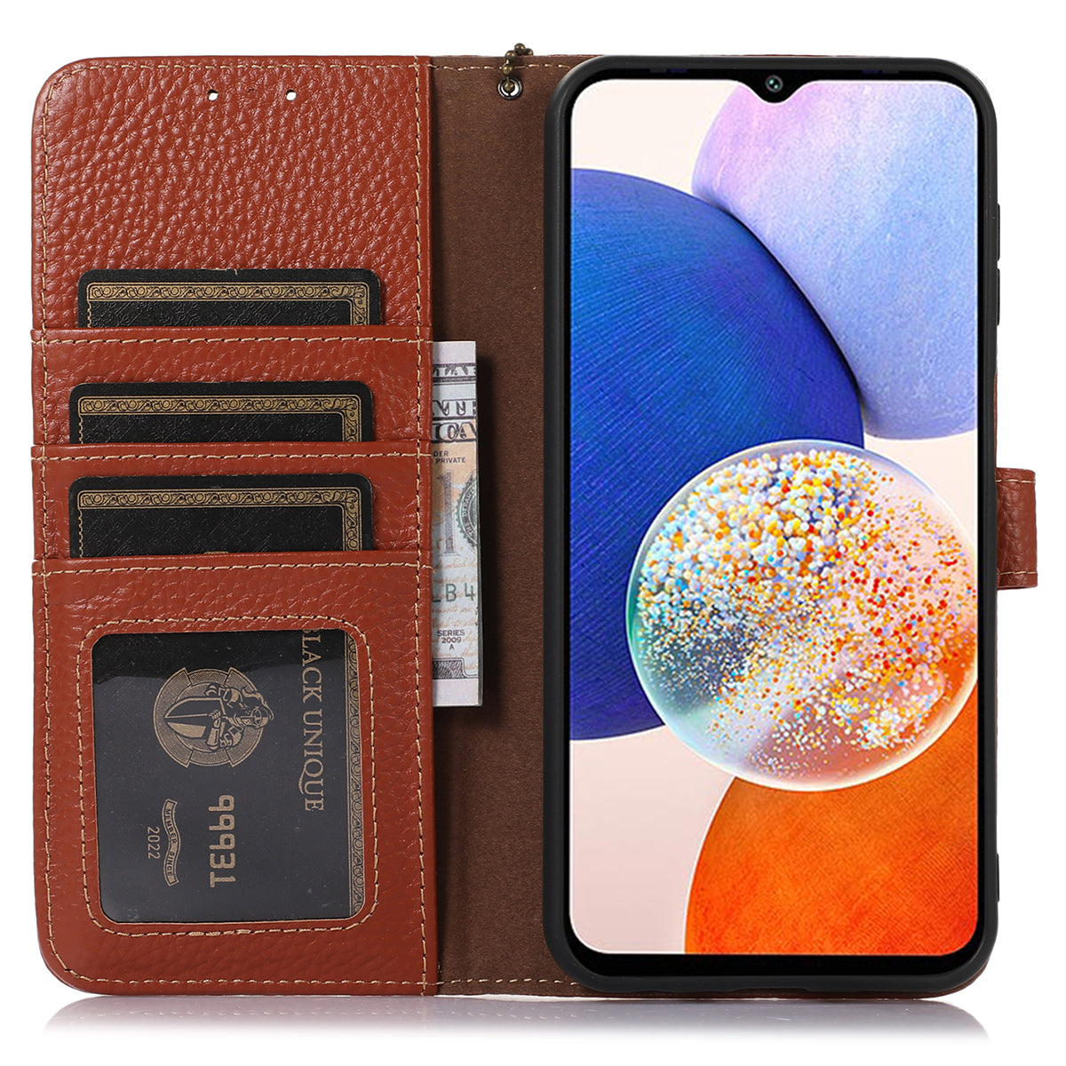 For Xiaomi Redmi Note 13R Pro 5G Genuine Cow Leather Phone Case with Card Slots - Brown