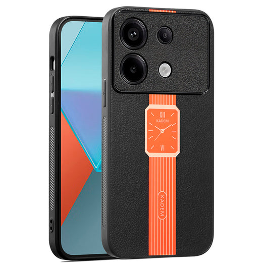 KADEM For Xiaomi Redmi Note 13 4G Electroplating PU+Acrylic+TPU Cell Phone Case - Orange