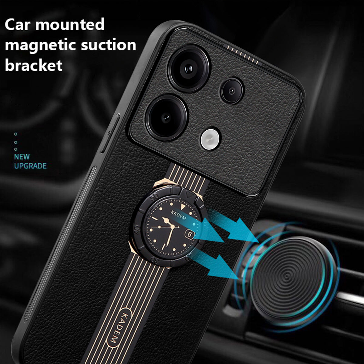 KADEM For Xiaomi Redmi Note 13 4G Cover Ring Kickstand Electroplating Cell Phone Cases - Black