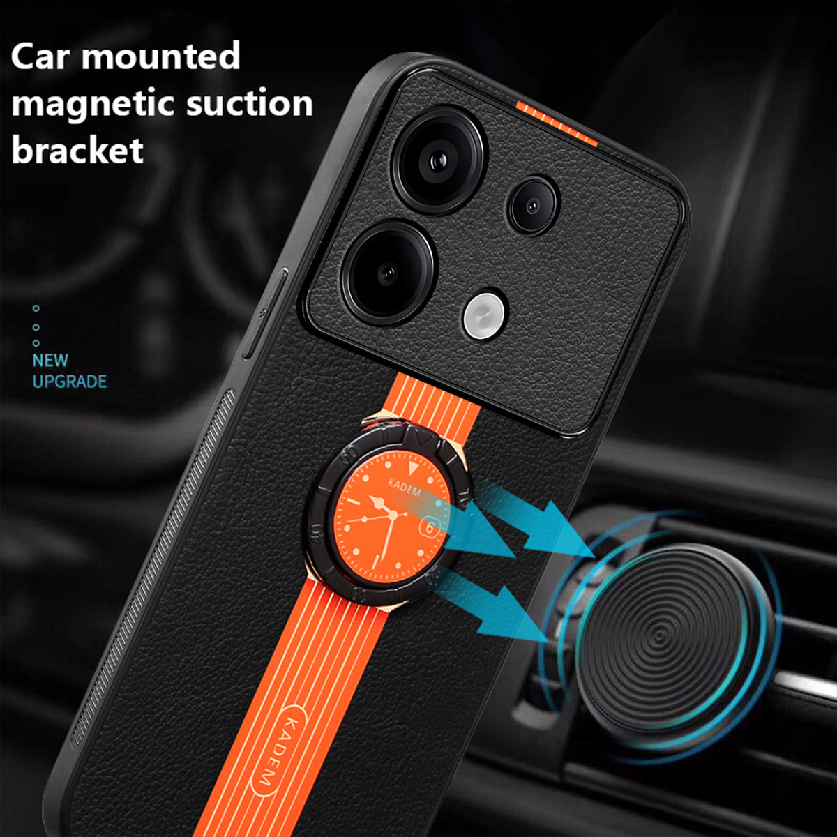 KADEM For Xiaomi Redmi Note 13 4G Cover Ring Kickstand Electroplating Cell Phone Cases - Orange