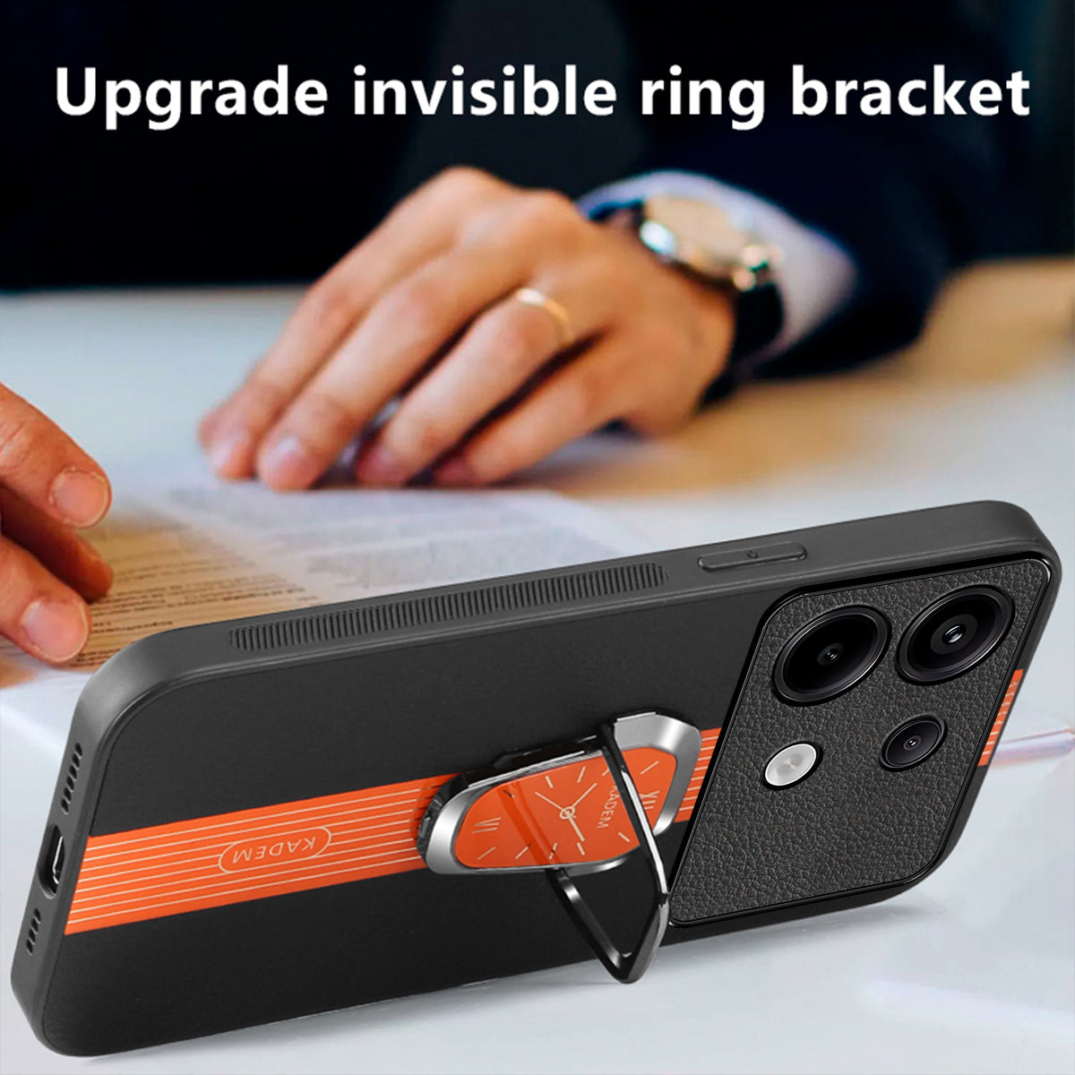 KADEM For Xiaomi Redmi Note 13 4G Cell Phone Case Electroplating Watch Pattern Design Shell - Orange