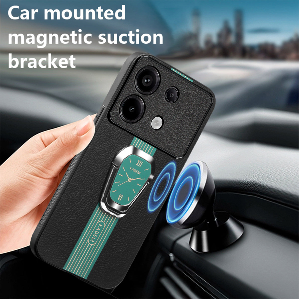 KADEM For Xiaomi Redmi Note 13 4G Cell Phone Case Electroplating Watch Pattern Design Shell - Green
