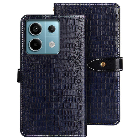 IDEWEI For Xiaomi Redmi Note 13 Pro 5G / Poco X6 5G Case Leather Wallet Phone Cover with Crocodile Texture - Blue