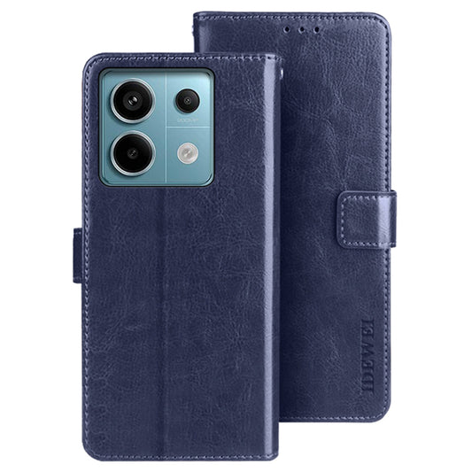 IDEWEI For Xiaomi Redmi Note 13 Pro 5G / Poco X6 5G Case Crazy Horse Leather Flip Stand Phone Cover - Dark Blue