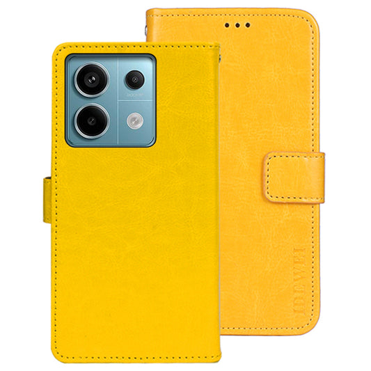 IDEWEI For Xiaomi Redmi Note 13 Pro 5G / Poco X6 5G Case Crazy Horse Leather Flip Stand Phone Cover - Yellow