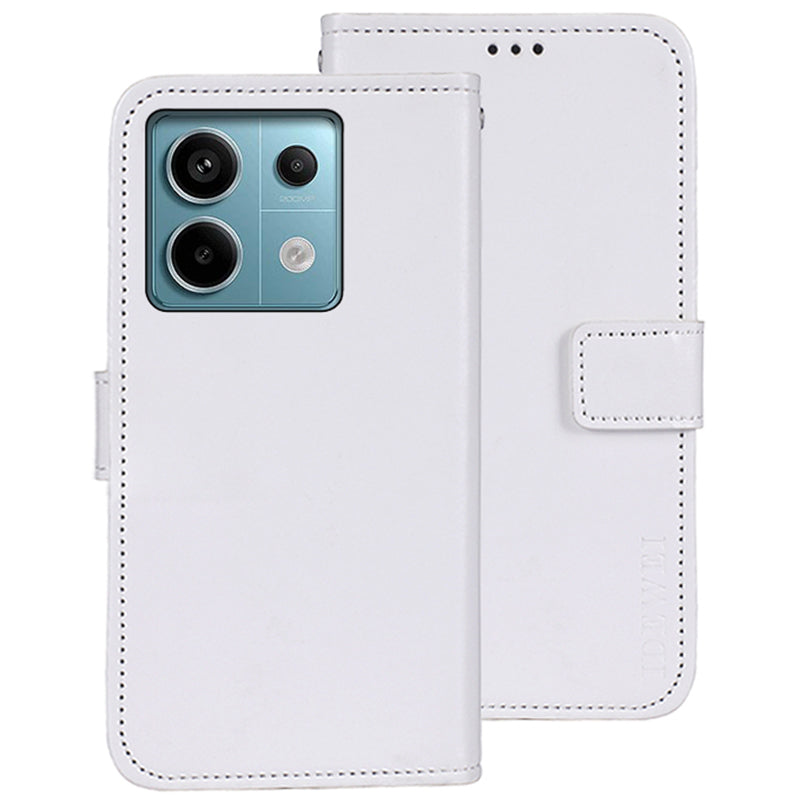 IDEWEI For Xiaomi Redmi Note 13 Pro 5G / Poco X6 5G Case Crazy Horse Leather Flip Stand Phone Cover - White