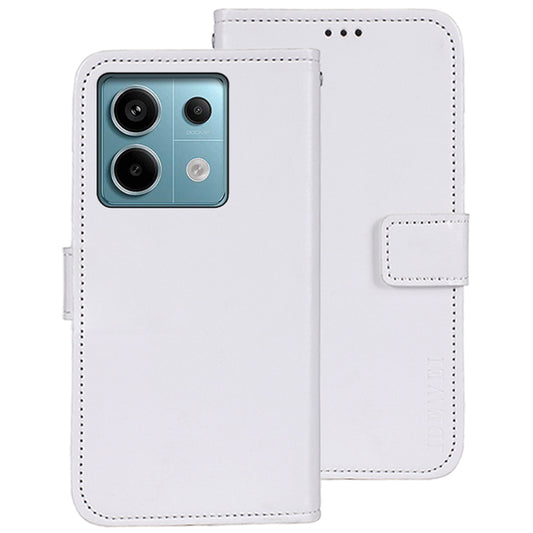 IDEWEI For Xiaomi Redmi Note 13 Pro 5G / Poco X6 5G Case Crazy Horse Leather Flip Stand Phone Cover - White
