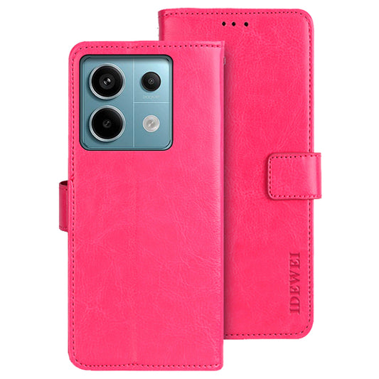 IDEWEI For Xiaomi Redmi Note 13 Pro 5G / Poco X6 5G Case Crazy Horse Leather Flip Stand Phone Cover - Rose