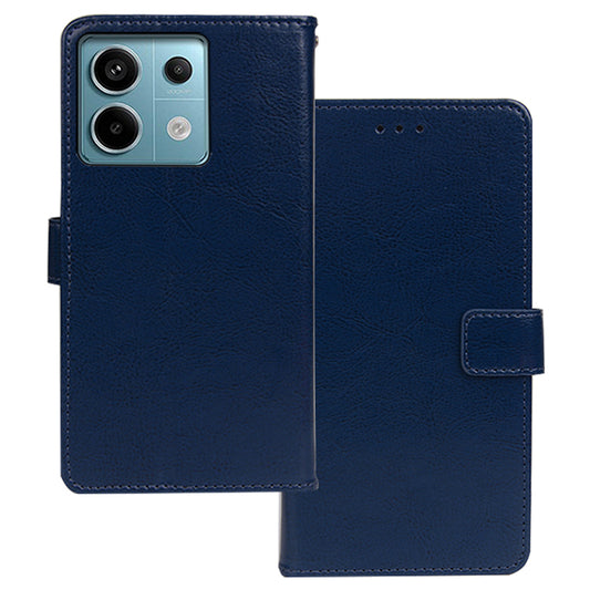 IDEWEI For Xiaomi Redmi Note 13 Pro 5G / Poco X6 5G Case Crazy Horse Texture Wallet Phone Protector - Blue