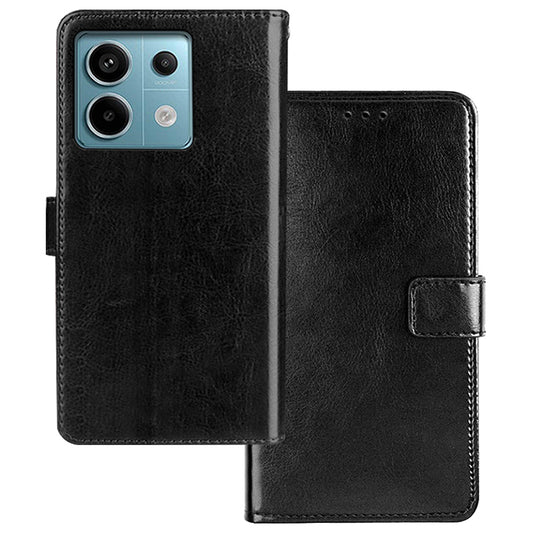 IDEWEI For Xiaomi Redmi Note 13 Pro 5G / Poco X6 5G Case Crazy Horse Texture Wallet Phone Protector - Black