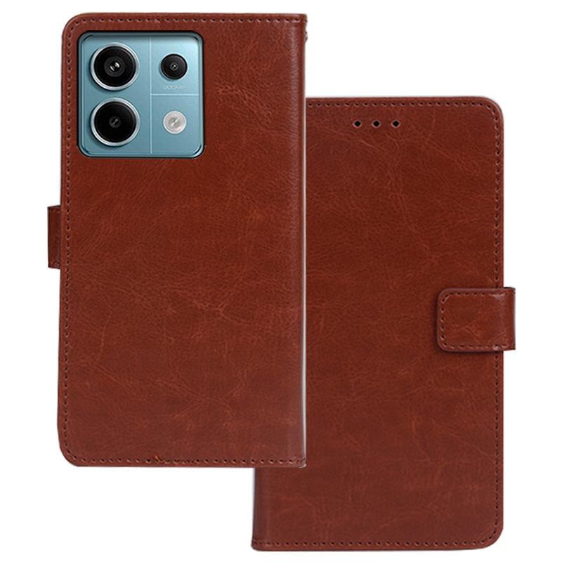 IDEWEI For Xiaomi Redmi Note 13 Pro 5G / Poco X6 5G Case Crazy Horse Texture Wallet Phone Protector - Brown