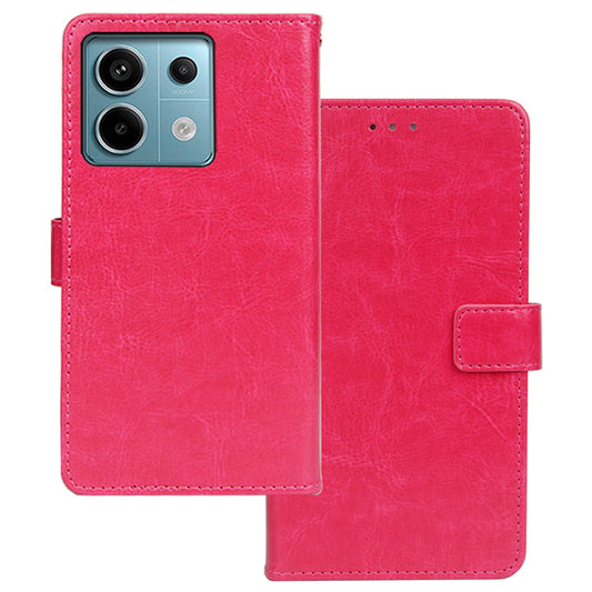 IDEWEI For Xiaomi Redmi Note 13 Pro 5G / Poco X6 5G Case Crazy Horse Texture Wallet Phone Protector - Rose