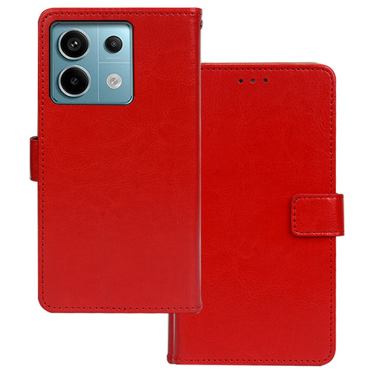 IDEWEI For Xiaomi Redmi Note 13 Pro 5G / Poco X6 5G Case Crazy Horse Texture Wallet Phone Protector - Red
