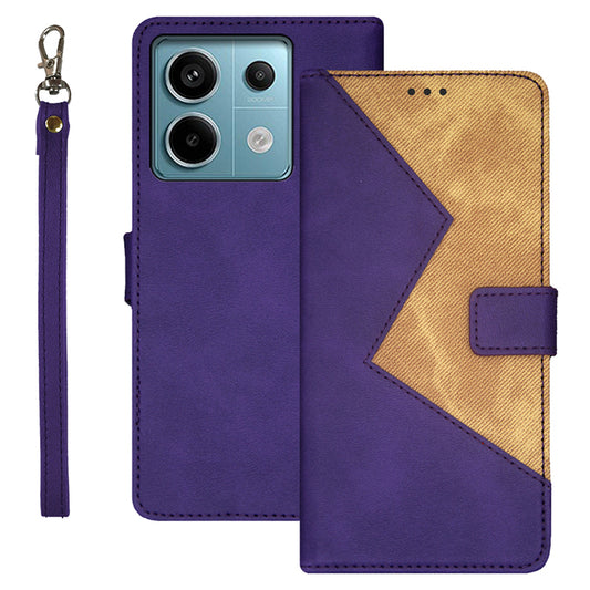 IDEWEI For Xiaomi Redmi Note 13 Pro 5G / Poco X6 5G Leather Folio Flip Cover Card Holder Phone Case Color Splicing - Purple