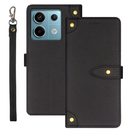 IDEWEI For Xiaomi Redmi Note 13 Pro 5G / Poco X6 5G PU Leather Flip Phone Cover with Card Holder Stand Function - Black