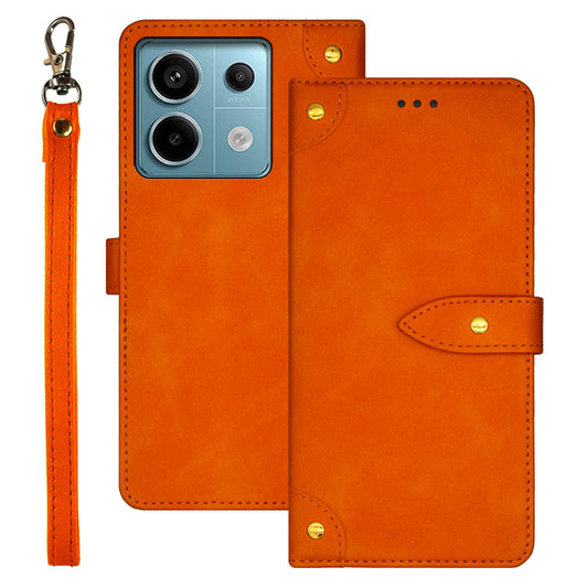 IDEWEI For Xiaomi Redmi Note 13 Pro 5G / Poco X6 5G PU Leather Flip Phone Cover with Card Holder Stand Function - Orange