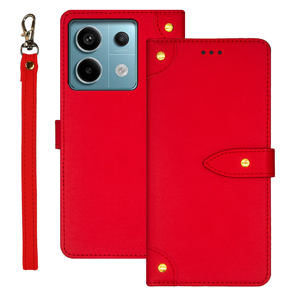 IDEWEI For Xiaomi Redmi Note 13 Pro 5G / Poco X6 5G PU Leather Flip Phone Cover with Card Holder Stand Function - Red