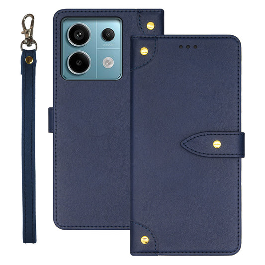 IDEWEI For Xiaomi Redmi Note 13 Pro 5G / Poco X6 5G PU Leather Flip Phone Cover with Card Holder Stand Function - Blue