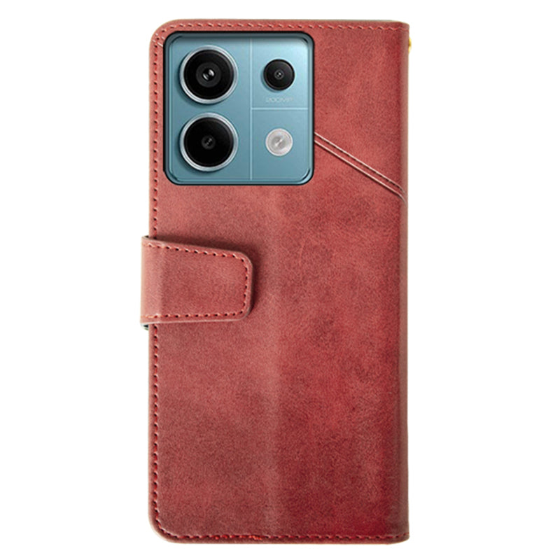 IDEWEI For Xiaomi Redmi Note 13 Pro 5G / Poco X6 5G PU Leather Wallet Case Calf Texture Flip Phone Cover - Red