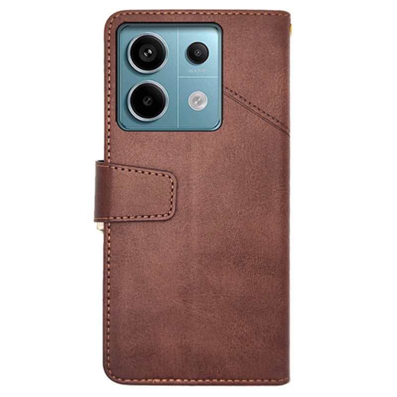 IDEWEI For Xiaomi Redmi Note 13 Pro 5G / Poco X6 5G PU Leather Wallet Case Calf Texture Flip Phone Cover - Brown