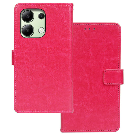 IDEWEI For Xiaomi Redmi Note 13 4G Phone Case Crazy Horse Texture Cover with Photo Slot - Rose