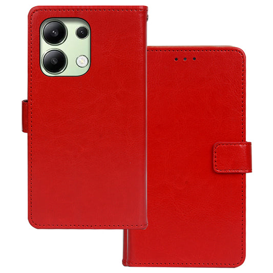 IDEWEI For Xiaomi Redmi Note 13 4G Phone Case Crazy Horse Texture Cover with Photo Slot - Red