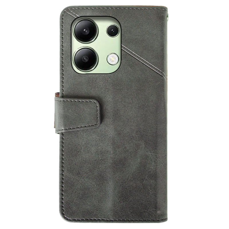 IDEWEI For Xiaomi Redmi Note 13 4G Case Calf Texture Leather Phone Stand Cover - Black