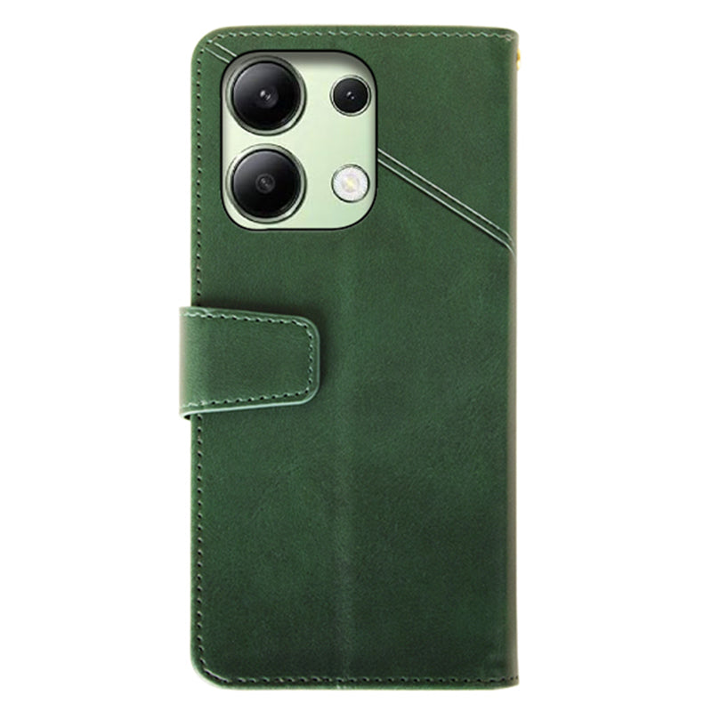 IDEWEI For Xiaomi Redmi Note 13 4G Case Calf Texture Leather Phone Stand Cover - Green