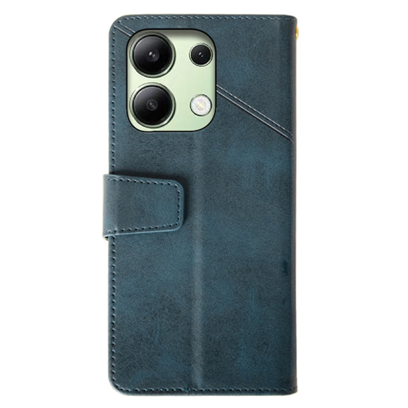 IDEWEI For Xiaomi Redmi Note 13 4G Case Calf Texture Leather Phone Stand Cover - Blue