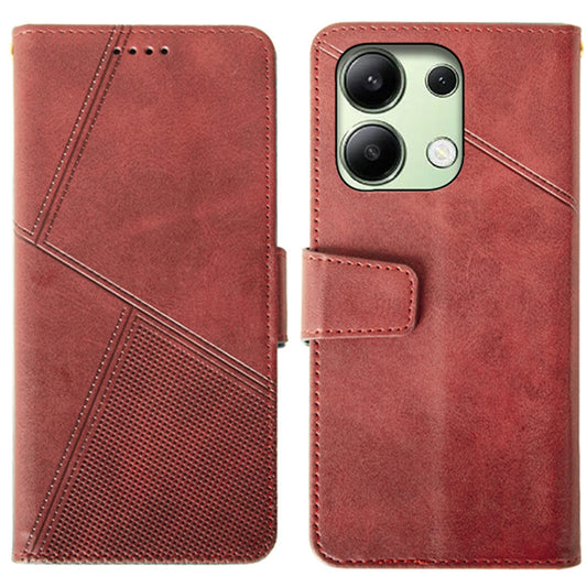 IDEWEI For Xiaomi Redmi Note 13 4G Case Calf Texture Leather Phone Stand Cover - Red