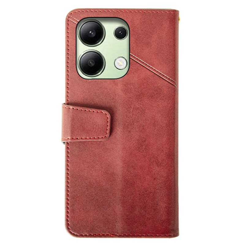IDEWEI For Xiaomi Redmi Note 13 4G Case Calf Texture Leather Phone Stand Cover - Red