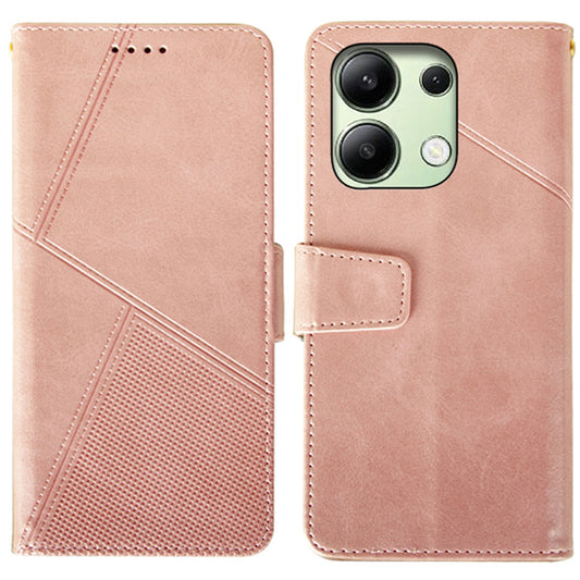IDEWEI For Xiaomi Redmi Note 13 4G Case Calf Texture Leather Phone Stand Cover - Pink