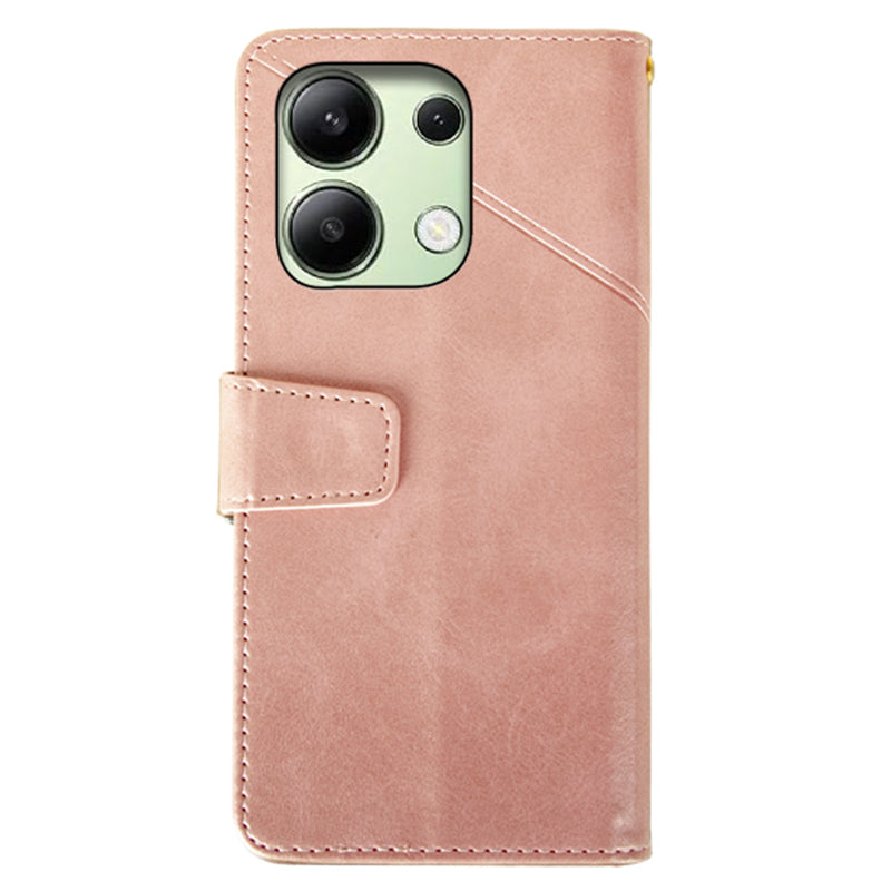 IDEWEI For Xiaomi Redmi Note 13 4G Case Calf Texture Leather Phone Stand Cover - Pink