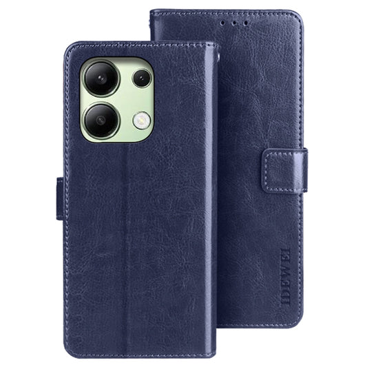 IDEWEI For Xiaomi Redmi Note 13 4G Case Crazy Horse Texture Cover with Magnetic Clasp - Dark Blue