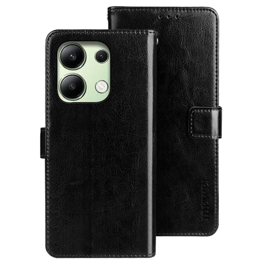 IDEWEI For Xiaomi Redmi Note 13 4G Case Crazy Horse Texture Cover with Magnetic Clasp - Black
