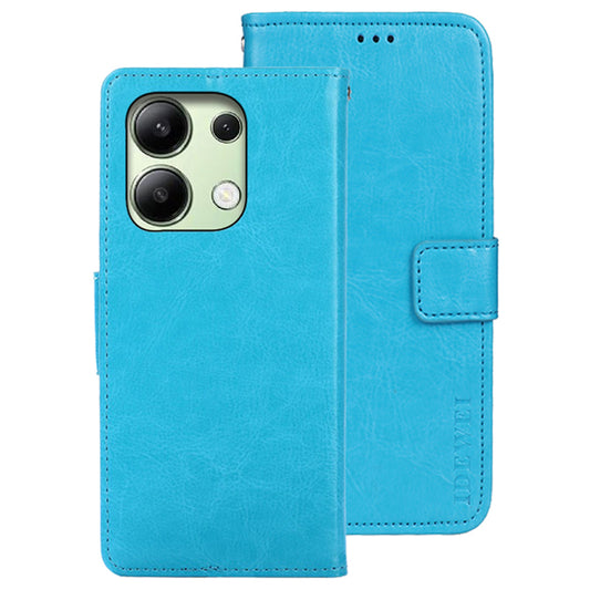 IDEWEI For Xiaomi Redmi Note 13 4G Case Crazy Horse Texture Cover with Magnetic Clasp - Sky Blue