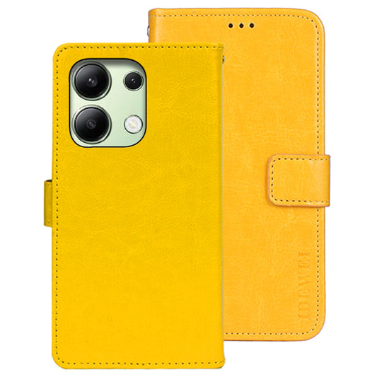 IDEWEI For Xiaomi Redmi Note 13 4G Case Crazy Horse Texture Cover with Magnetic Clasp - Yellow
