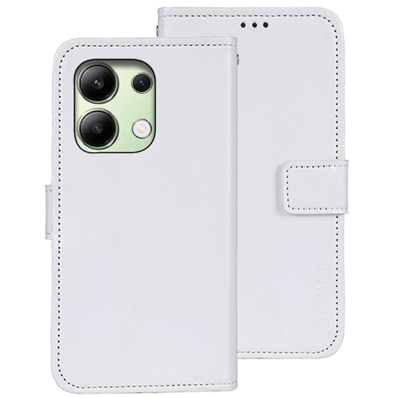 IDEWEI For Xiaomi Redmi Note 13 4G Case Crazy Horse Texture Cover with Magnetic Clasp - White