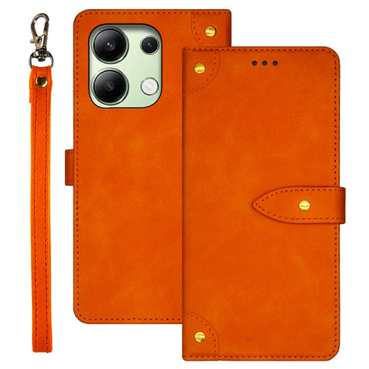 IDEWEI For Xiaomi Redmi Note 13 4G Leather Case Card Holder Stand Phone Cover - Orange