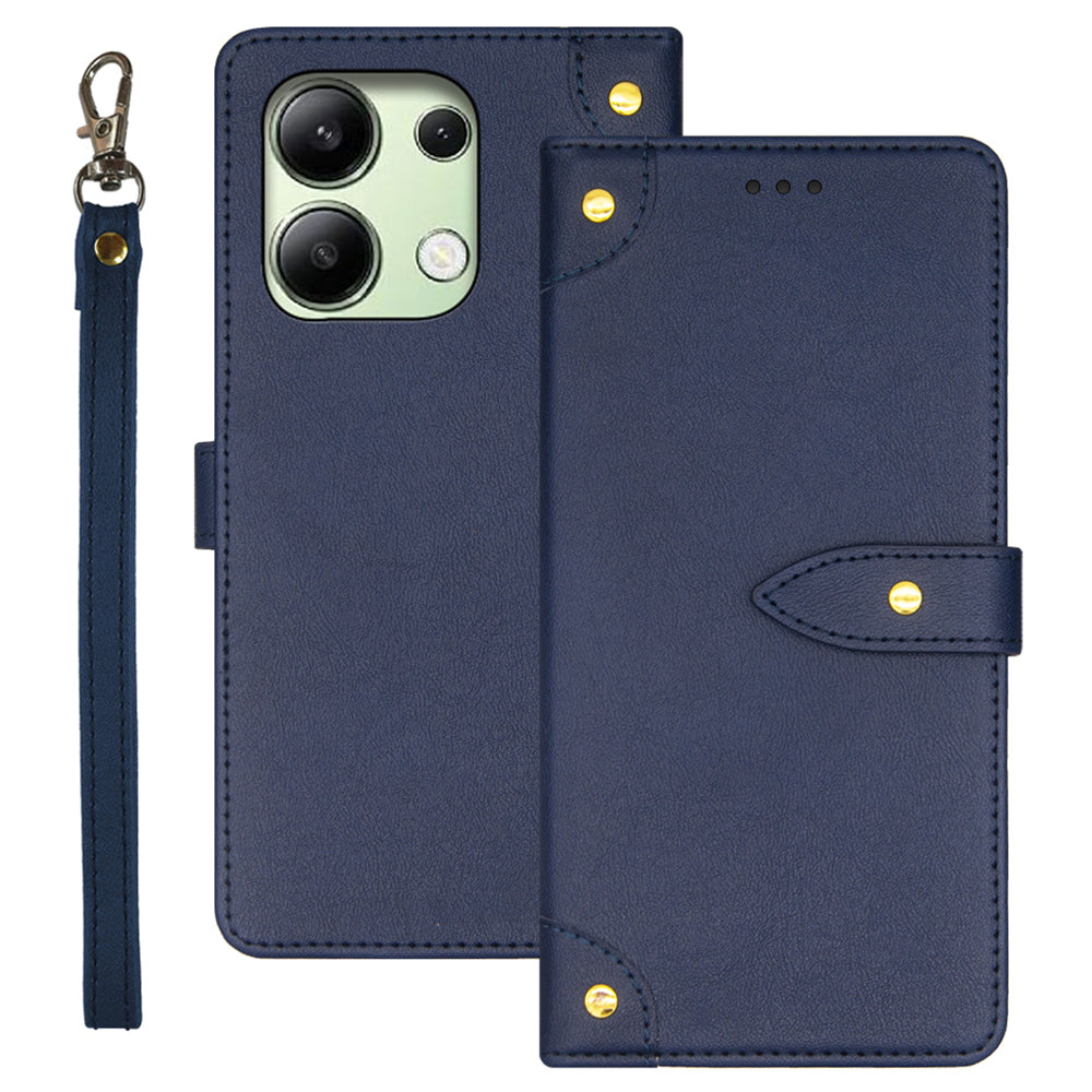 IDEWEI For Xiaomi Redmi Note 13 4G Leather Case Card Holder Stand Phone Cover - Blue