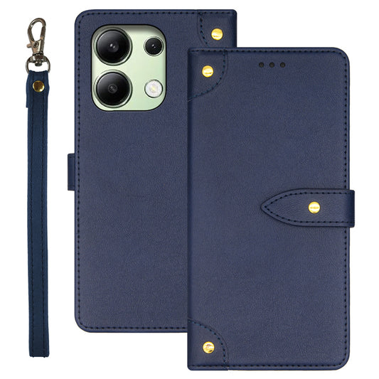 IDEWEI For Xiaomi Redmi Note 13 4G Leather Case Card Holder Stand Phone Cover - Blue