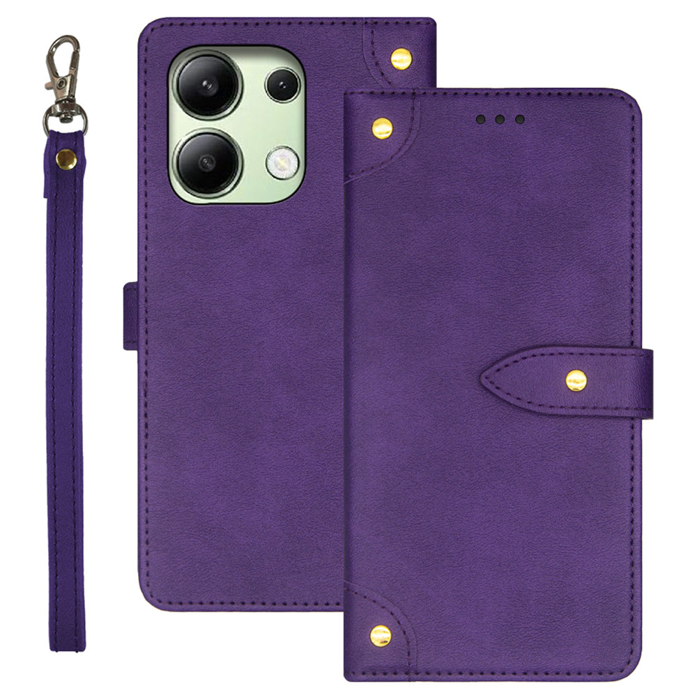 IDEWEI For Xiaomi Redmi Note 13 4G Leather Case Card Holder Stand Phone Cover - Purple