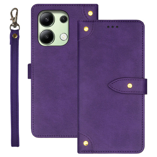IDEWEI For Xiaomi Redmi Note 13 4G Leather Case Card Holder Stand Phone Cover - Purple