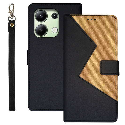 IDEWEI For Xiaomi Redmi Note 13 4G Case Card Slots TPU+PU Leather Phone Cover - Black