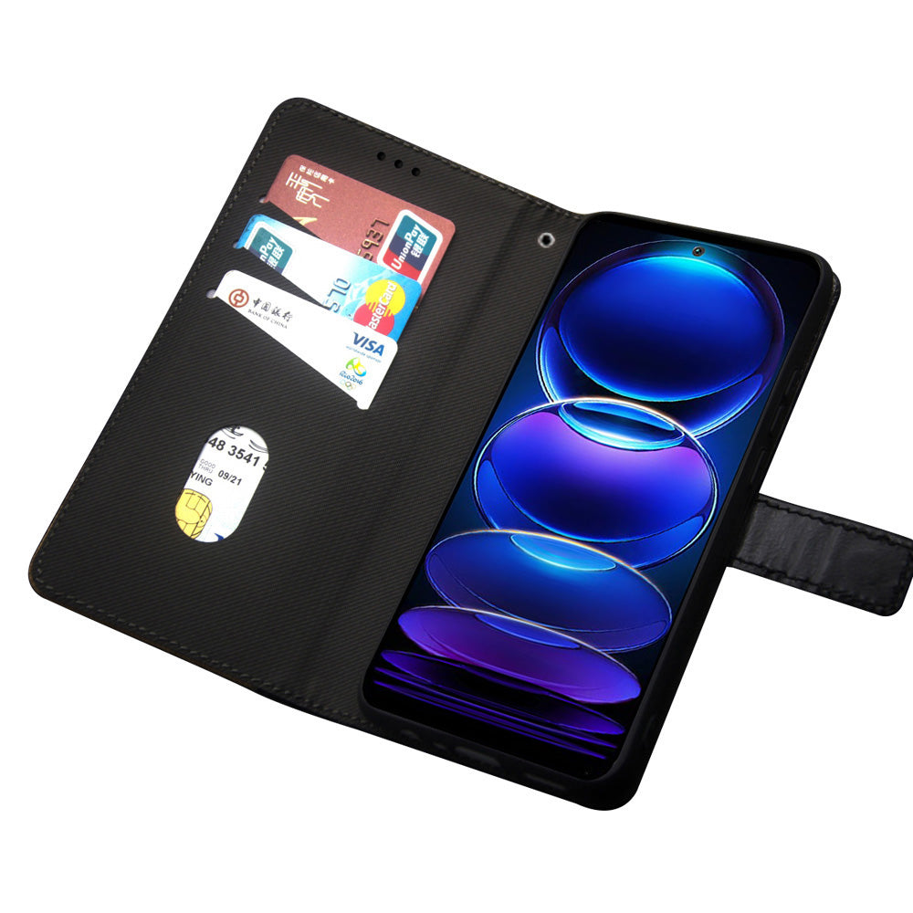 IDEWEI For Xiaomi Redmi Note 13 4G Case Card Slots TPU+PU Leather Phone Cover - Black